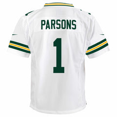 Green Bay Packers Micah Parsons Youth White Game Jersey | NFL Sale