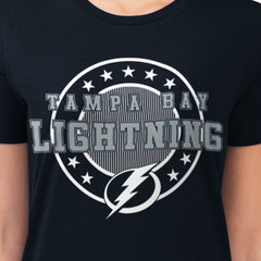 Tampa Bay Lightning G-III 4Her by Carl Banks Women's Super-Slim Lightweight Pinstripe Circle Graphic T-Shirt - NHL T-shirts