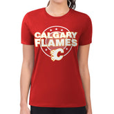 Calgary Flames G-III 4Her by Carl Banks Women's Super-Slim Lightweight Pinstripe Circle Graphic T-Shirt - NHL T-shirts