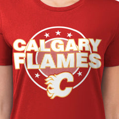 Calgary Flames G-III 4Her by Carl Banks Women's Super-Slim Lightweight Pinstripe Circle Graphic T-Shirt - NHL T-shirts