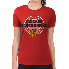 Chicago Blackhawks G-III 4Her by Carl Banks Women's Super-Slim Lightweight Pinstripe Circle Graphic T-Shirt - NHL T-shirts