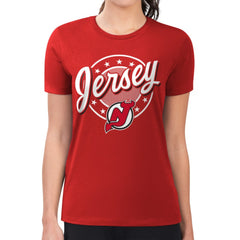 New Jersey Devils G-III 4Her by Carl Banks Women's Super-Slim Lightweight Pinstripe Circle Graphic T-Shirt - NHL T-shirts