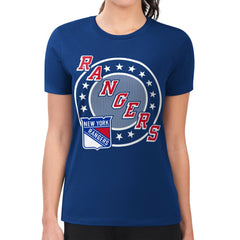 New York Rangers G-III 4Her by Carl Banks Women's Super-Slim Lightweight Pinstripe Circle Graphic T-Shirt - NHL T-shirts