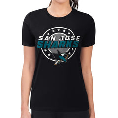 San Jose Sharks G-III 4Her by Carl Banks Women's Super-Slim Lightweight Pinstripe Circle Graphic T-Shirt - NHL T-shirts