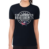 Columbus Blue Jackets G-III 4Her by Carl Banks Women's Super-Slim Lightweight Pinstripe Circle Graphic T-Shirt - NHL T-shirts