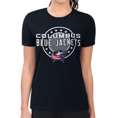 Columbus Blue Jackets G-III 4Her by Carl Banks Women's Super-Slim Lightweight Pinstripe Circle Graphic T-Shirt - NHL T-shirts