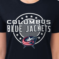 Columbus Blue Jackets G-III 4Her by Carl Banks Women's Super-Slim Lightweight Pinstripe Circle Graphic T-Shirt - NHL T-shirts