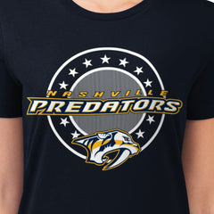 Nashville Predators G-III 4Her by Carl Banks Women's Super-Slim Lightweight Pinstripe Circle Graphic T-Shirt - NHL T-shirts