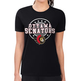 Ottawa Senators G-III 4Her by Carl Banks Women's Super-Slim Lightweight Pinstripe Circle Graphic T-Shirt - NHL T-shirts