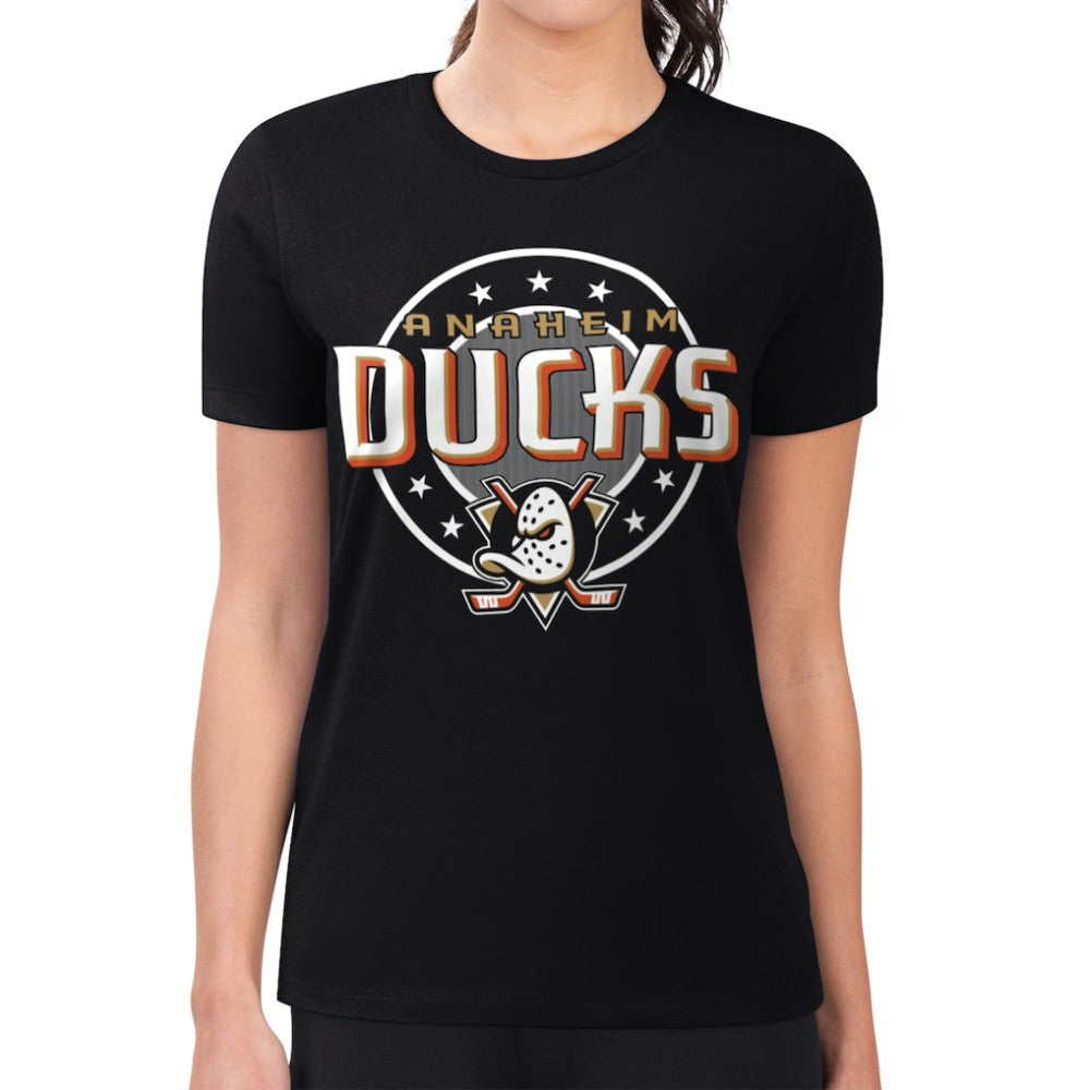 Anaheim Ducks G-III 4Her by Carl Banks Women's Super-Slim Lightweight Pinstripe Circle Graphic T-Shirt - NHL T-shirts