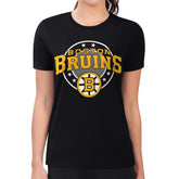 Boston Bruins G-III 4Her by Carl Banks Women's Super-Slim Lightweight Pinstripe Circle Graphic T-Shirt - NHL T-shirts