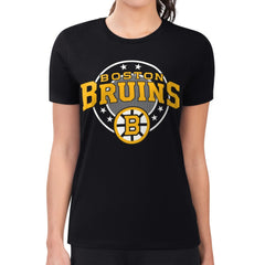 Boston Bruins G-III 4Her by Carl Banks Women's Super-Slim Lightweight Pinstripe Circle Graphic T-Shirt - NHL T-shirts