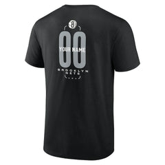 Black Brooklyn Nets Center Court Name & Number Custom T-Shirt | NBA