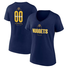 Navy Denver Nuggets Women's Center Court Name & Number Custom V-Neck T-Shirt sale | NBA