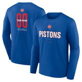 Blue Detroit Pistons Center Court Name & Number Custom Long Sleeve T-Shirt sale | NBA