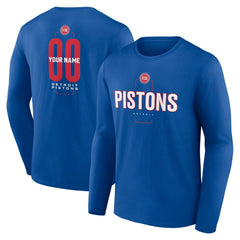 Blue Detroit Pistons Center Court Name & Number Custom Long Sleeve T-Shirt sale | NBA