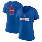 Blue Detroit Pistons Women's Center Court Name & Number Custom V-Neck T-Shirt sale | NBA