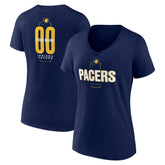 Navy Indiana Pacers Women's Center Court Name & Number Custom V-Neck T-Shirt | NBA