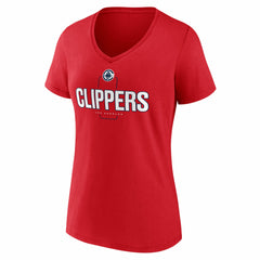 Red LA Clippers Women's Center Court Name & Number Custom V-Neck T-Shirt | NBA