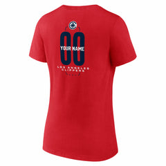 Red LA Clippers Women's Center Court Name & Number Custom V-Neck T-Shirt | NBA