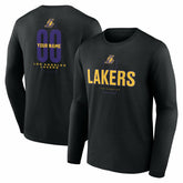 Black Los Angeles Lakers Center Court Name & Number Custom Long Sleeve T-Shirt | NBA