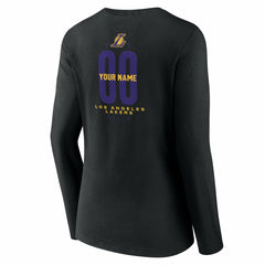 Black Los Angeles Lakers Women's Center Court Name & Number Custom Long Sleeve V-Neck T-Shirt | NBA