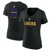 Black Los Angeles Lakers Women's Center Court Name & Number Custom V-Neck T-Shirt | NBA