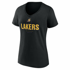 Black Los Angeles Lakers Women's Center Court Name & Number Custom V-Neck T-Shirt | NBA