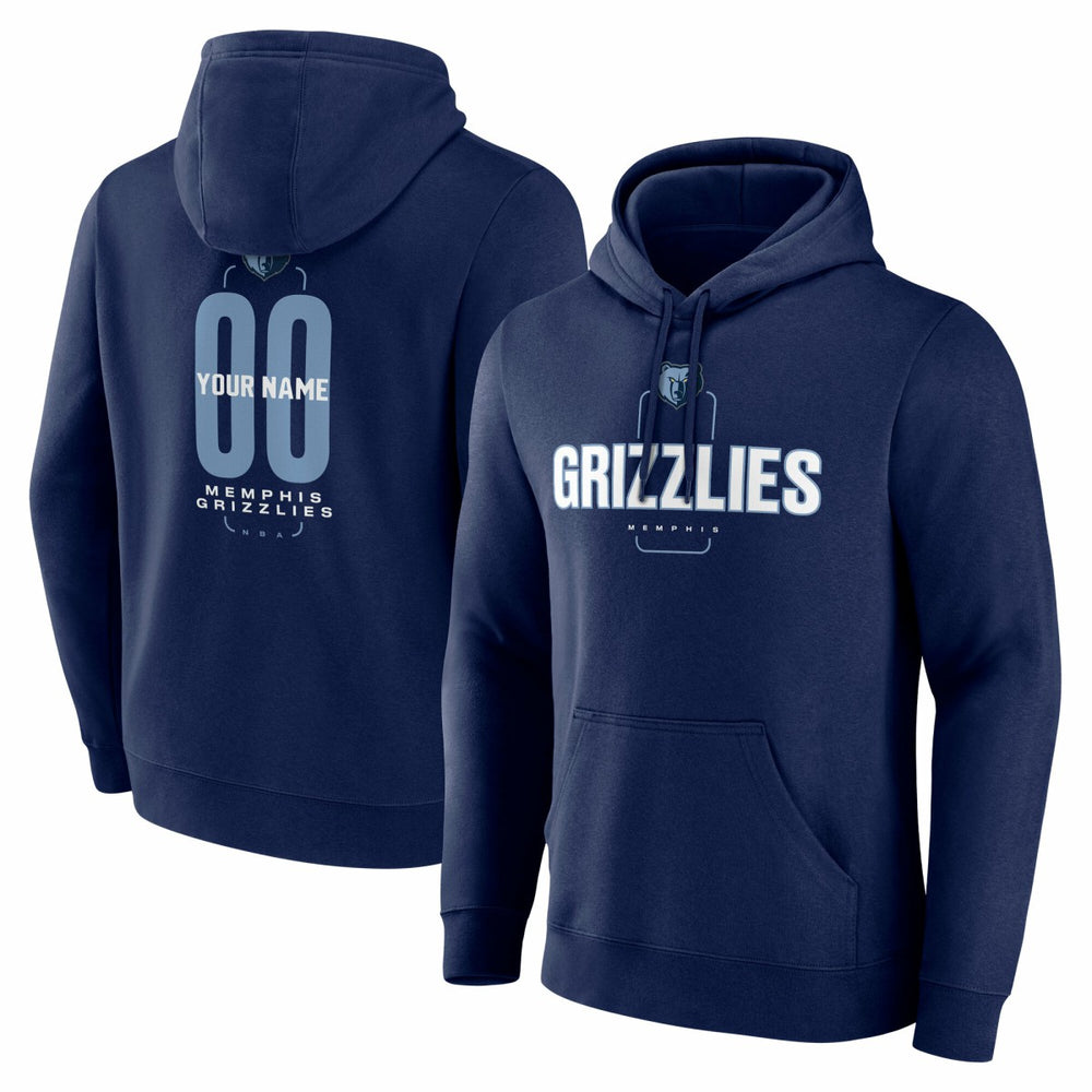 Navy Memphis Grizzlies Center Court Name & Number Custom Hoodie | NBA