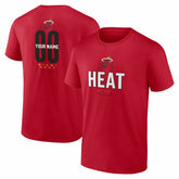 Red Miami Heat Center Court Name & Number Custom T-Shirt | NBA