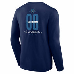 Navy Minnesota Timberwolves Center Court Name & Number Custom Long Sleeve T-Shirt | NBA