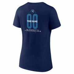 Navy Minnesota Timberwolves Women's Center Court Name & Number Custom V-Neck T-Shirt | NBA