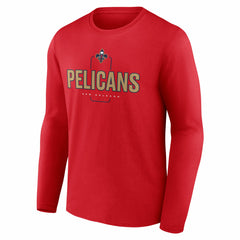 Red New Orleans Pelicans Center Court Name & Number Custom Long Sleeve T-Shirt | NBA