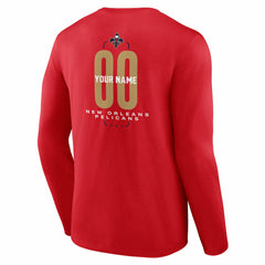 Red New Orleans Pelicans Center Court Name & Number Custom Long Sleeve T-Shirt | NBA