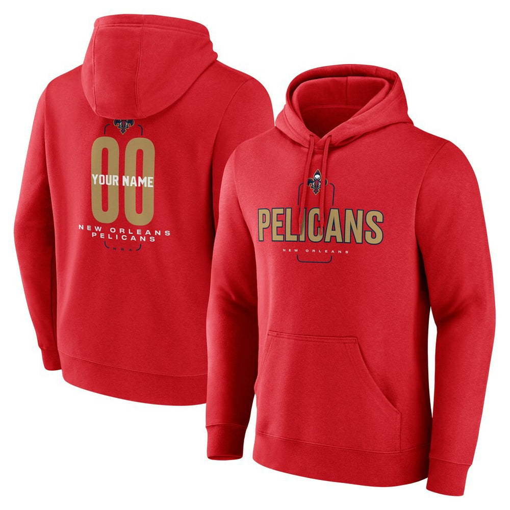 Red New Orleans Pelicans Center Court Name & Number Custom Hoodie | NBA