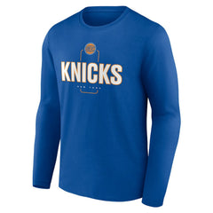 Blue New York Knicks Center Court Name & Number Custom Long Sleeve T-Shirt | NBA