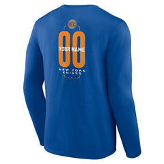 Blue New York Knicks Center Court Name & Number Custom Long Sleeve T-Shirt | NBA