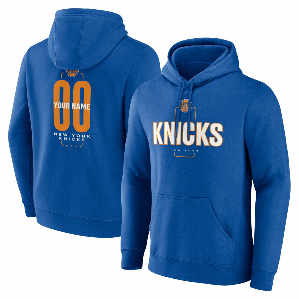 Blue New York Knicks Center Court Name & Number Custom Hoodie | NBA