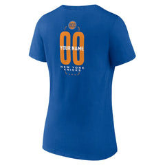 Blue New York Knicks Women's Center Court Name & Number Custom V-Neck T-Shirt | NBA