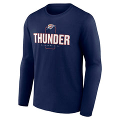 Navy Oklahoma City Thunder Center Court Name & Number Custom Long Sleeve T-Shirt | NBA