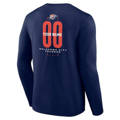 Navy Oklahoma City Thunder Center Court Name & Number Custom Long Sleeve T-Shirt | NBA
