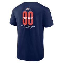 Navy Oklahoma City Thunder Center Court Name & Number Custom T-Shirt | NBA
