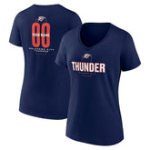 Navy Oklahoma City Thunder Women's Center Court Name & Number Custom V-Neck T-Shirt | NBA
