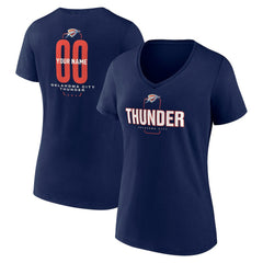 Navy Oklahoma City Thunder Women's Center Court Name & Number Custom V-Neck T-Shirt | NBA