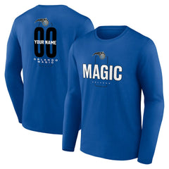 Blue Orlando Magic Center Court Name & Number Custom Long Sleeve T-Shirt | NBA