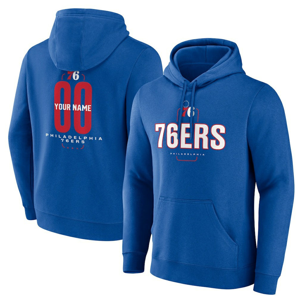 Royal Philadelphia 76ers Center Court Name & Number Custom Hoodie | NBA