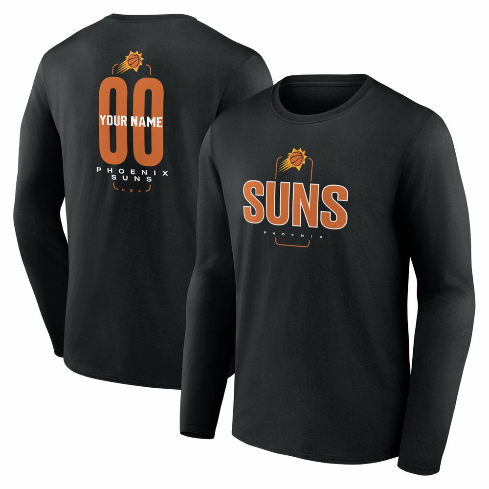 Black Phoenix Suns Center Court Name & Number Custom Long Sleeve T-Shirt | NBA