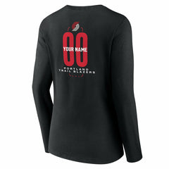 Black Portland Trail Blazers Women's Center Court Name & Number Custom Long Sleeve V-Neck T-Shirt | NBA