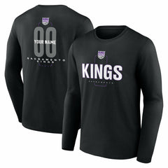 Black Sacramento Kings Center Court Name & Number Custom Long Sleeve T-Shirt | NBA