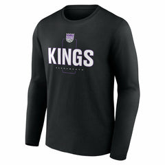 Black Sacramento Kings Center Court Name & Number Custom Long Sleeve T-Shirt | NBA